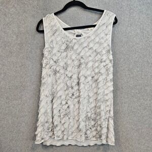 JANERIC | Women XL Floral Tiered Ruffle Keyhole Back Sleeveless Blouse